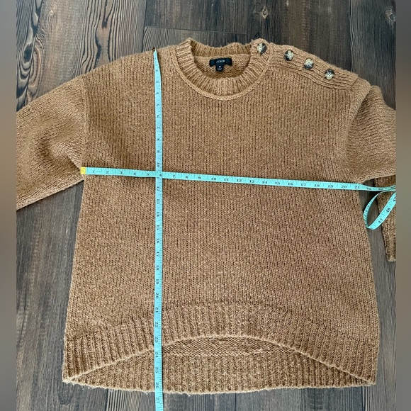 J. Crew Alpaca Blend Tan Button Shoulder Sweater Medium - Picture 6 of 7